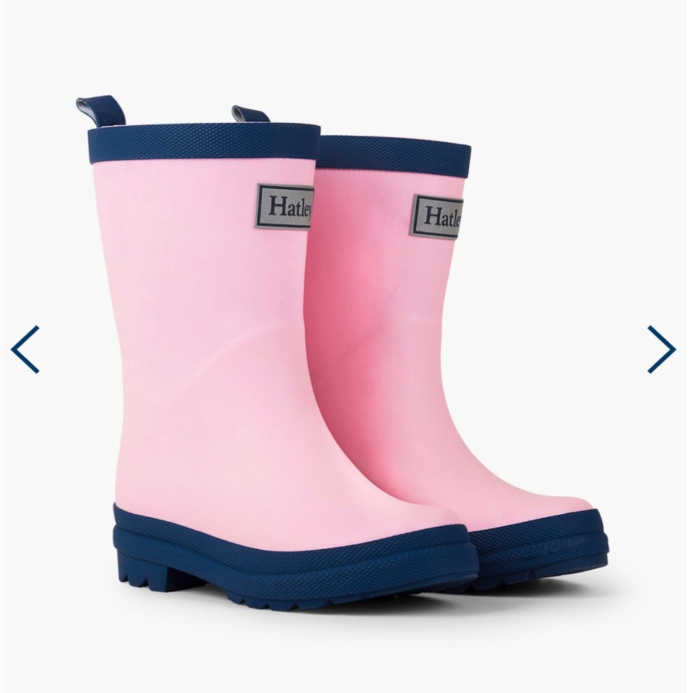 Pink and Navy Matte Rain Boots Size 9